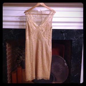 Gold, lace dress